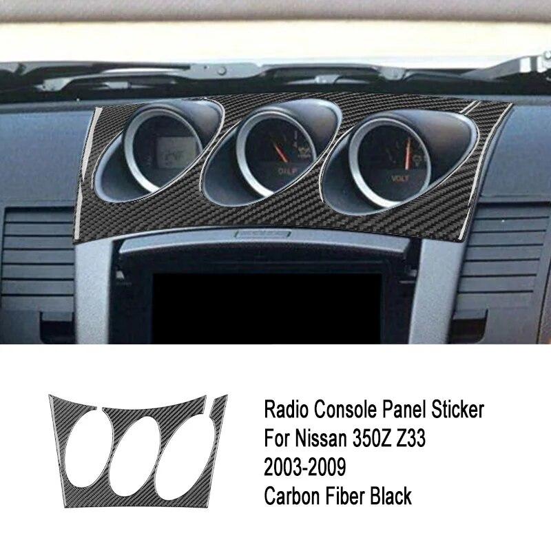 Carbon Fiber Car Interior Air Conditioning Radio Control Panel Cover Trim Sticker For Nissan 350Z Z33 2003-2009 Car Accessories
