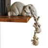 Set of 3, Mother Elephant Hanging On Edge, Mantel Decoration, Hand Painted Resin Statue Home Decor Gifts