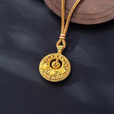 Three-Dimensional Filigree Flower Pendant Necklace - Vietnamese Copper, Gold-Plated, Long-Lasting Color Retention Jewelry