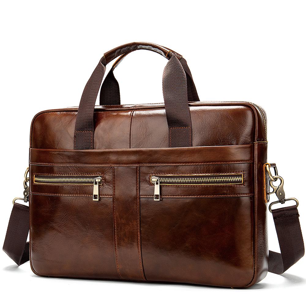 Men's Briefcase Leather Men's Bag Business Bag 14 Inch Computer Bag Men's Shoulder Business Bag