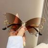 Luxury Diamond Butterfly Sunglasses Women   Vintage Rimless Oversized Sun Glasses Ladies Eyewear Gafas De Sol