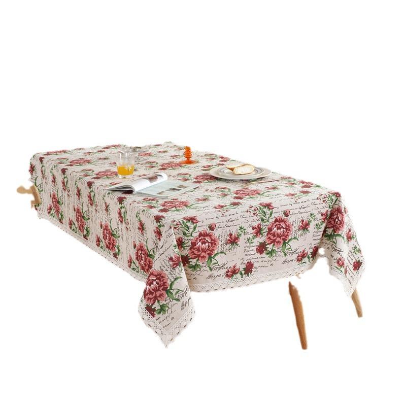 Polyester Cotton Rose Lace Tablecloth Coffee Table Tablecloth Table Cloth Cover Towel