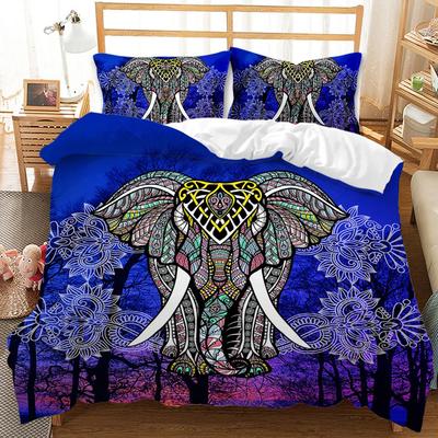 Bohemian Elephant Duvet Cover Set Elephant Mandala Pattern Animal Bedding Set for Teens Adults Queen King Polyester Quilt Cover