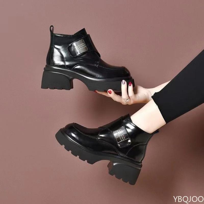 Fashionable Minimalist Thick Soled Women's Autumn Winter New Round Toe Thick Heel Anti Slip Wear-resistant Short Boots