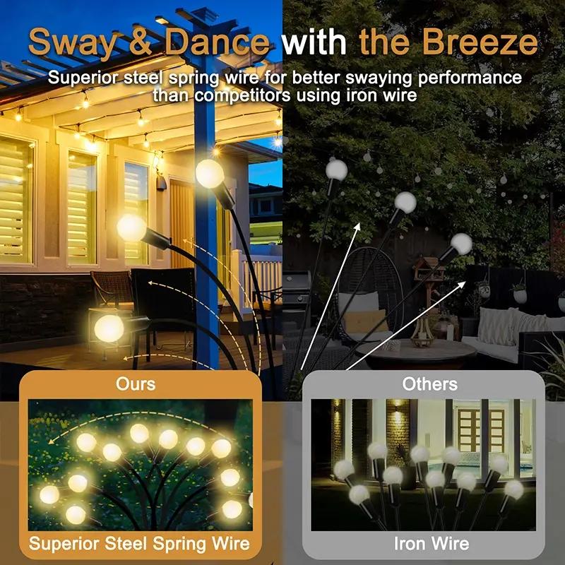 6/8/10 Light Solar Firefly Light Outdoor Waterproof Solar Garden Lamp Ground Plug-in Lighting For Courtyard Christmas Decoration