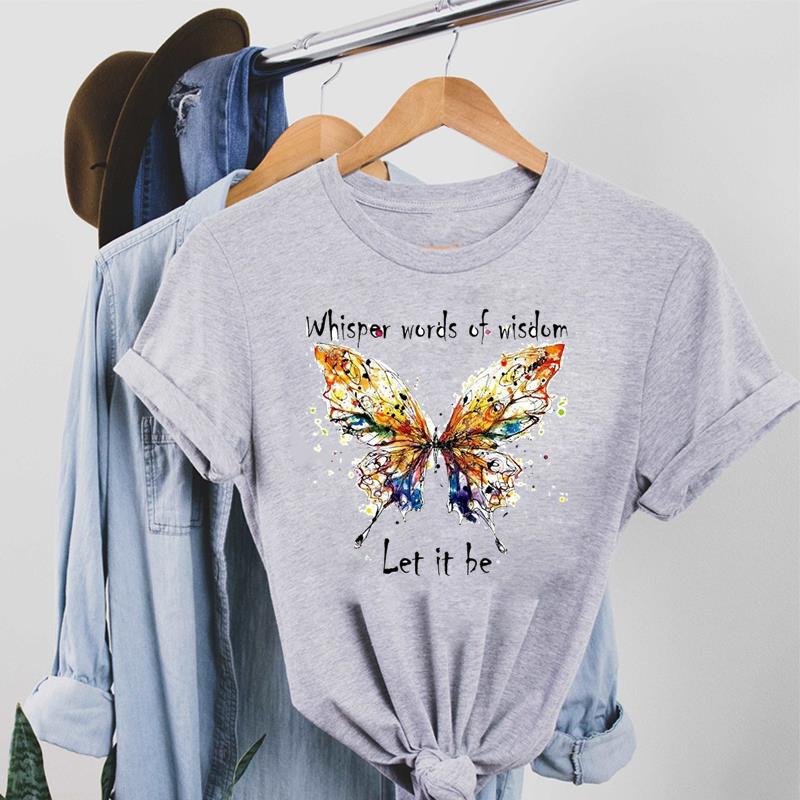 Brief Schmetterling Stil 90er Süße Kleidung Lässig Kurzarm Unisex Druck Dame Fe Unisex Grafik T-Shirt Tee Top Mode T-Shirt Unisex
