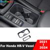 Auto Mittelkonsole Becherhalter Getränkehalter Rahmen Abdeckung Zierleiste Für Honda HR-V Vezel 2024 Schwarzes Interieur Zubehör