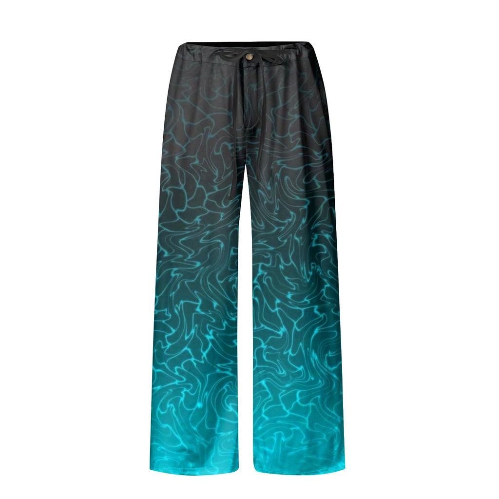 Women's Fashion Retro Casual Loose Drawstring Wide Leg Printed Sweatpants With Pockets