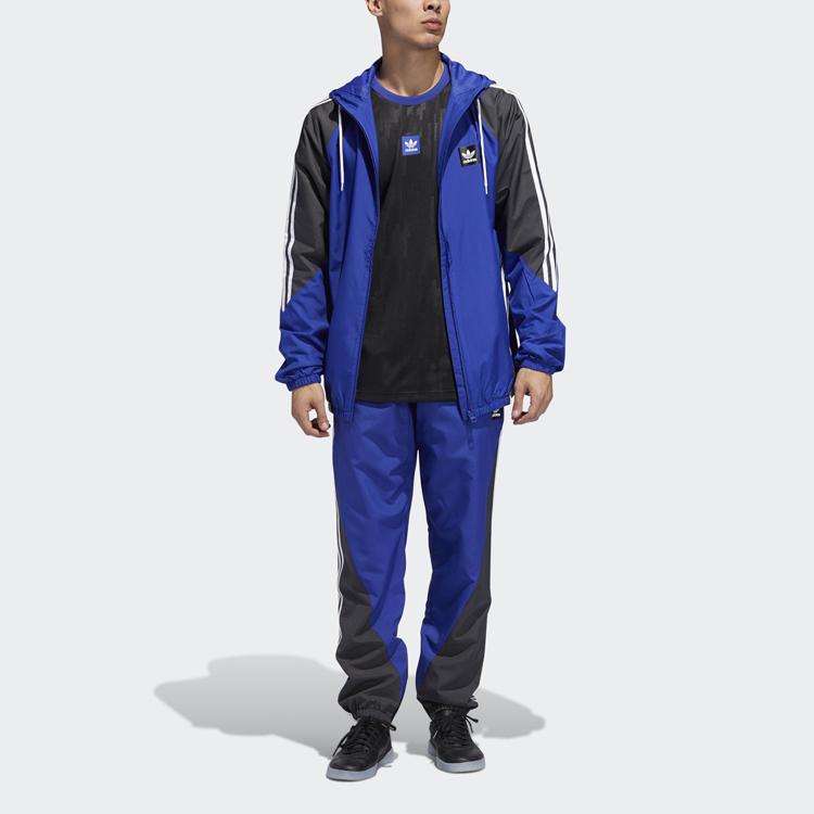 adidas Originals Insley Colorblock Logo Sports Hooded Jacket Men Outerwear Blue DU8336