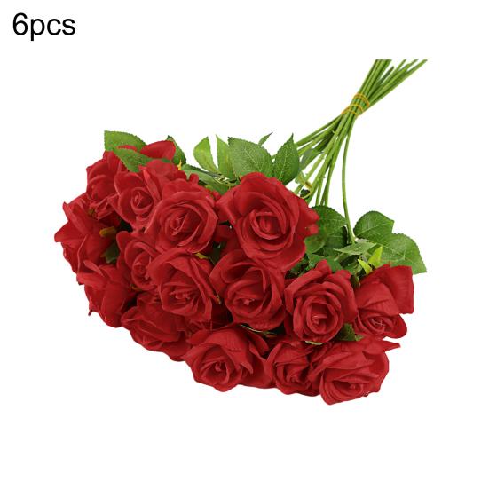 Artificial Rose Flower Realistic Long Stem Faux Silk Rose Bouquet for Valentine's Day Home Wedding Party Centerpiece Flower Arrangement