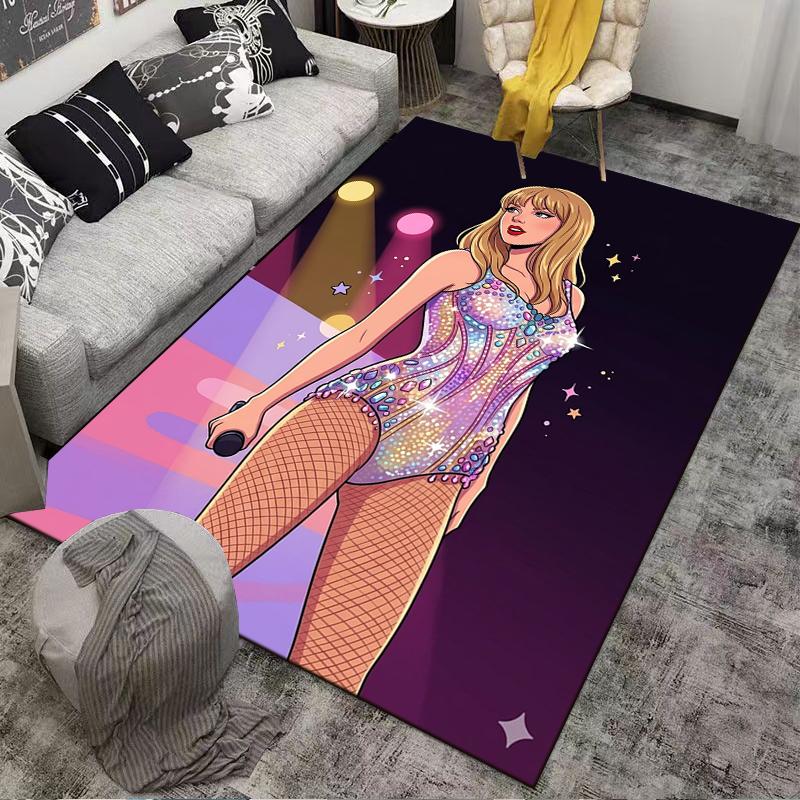 Pop Star Purple Designed Floor Mat, Suitable As a Non-slip Mat for the Living Room or Bedroom Sofa