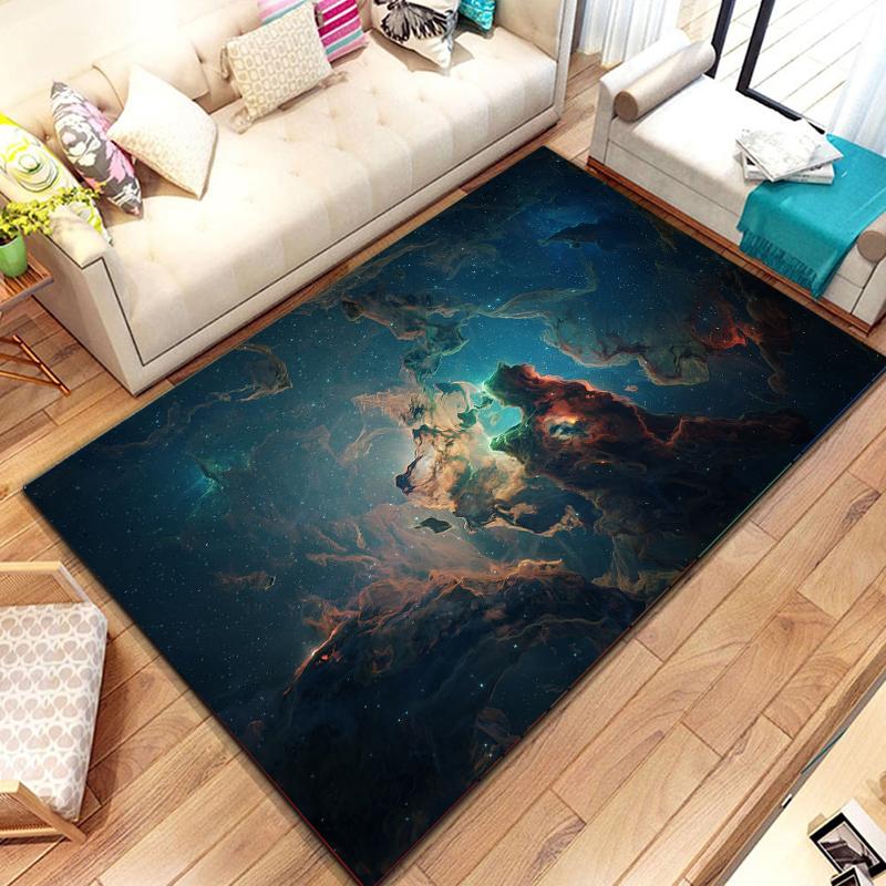Cosmic Nebula Pattern Carpet Soft Play Mat for Bedroom Livingroom Decor Crawl Mat Christmas Gift Rug Non Slip