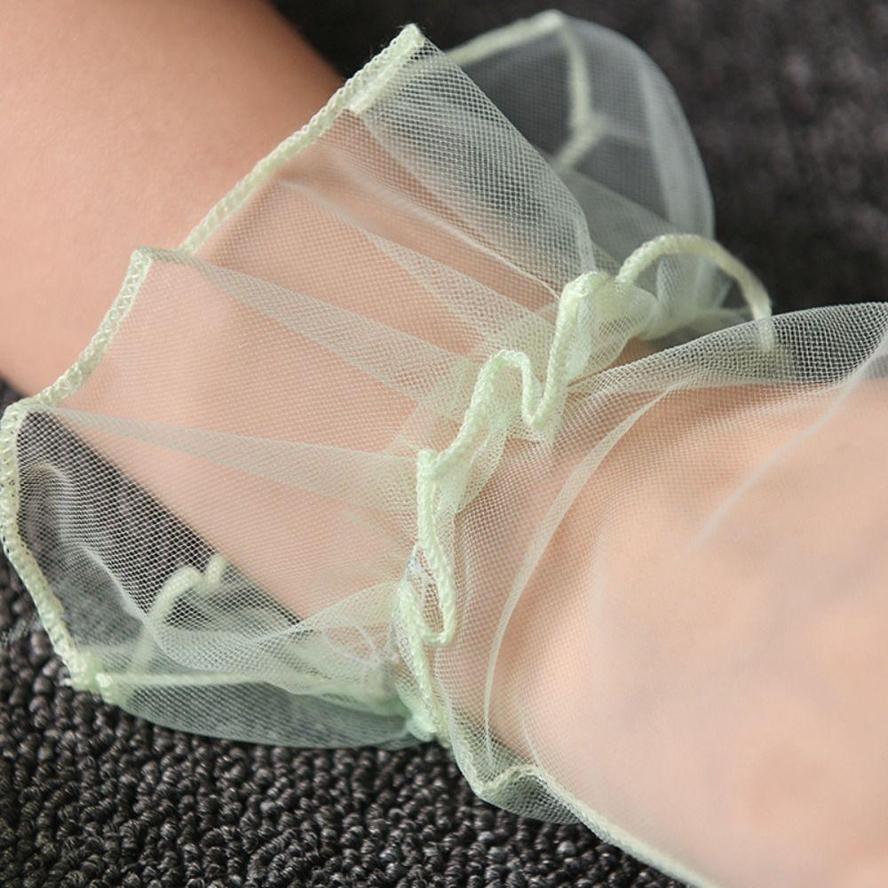 Transparent Women Tulle Gloves Short Wedding Mesh Gloves Wrist Gauze Lace Gloves Ladies