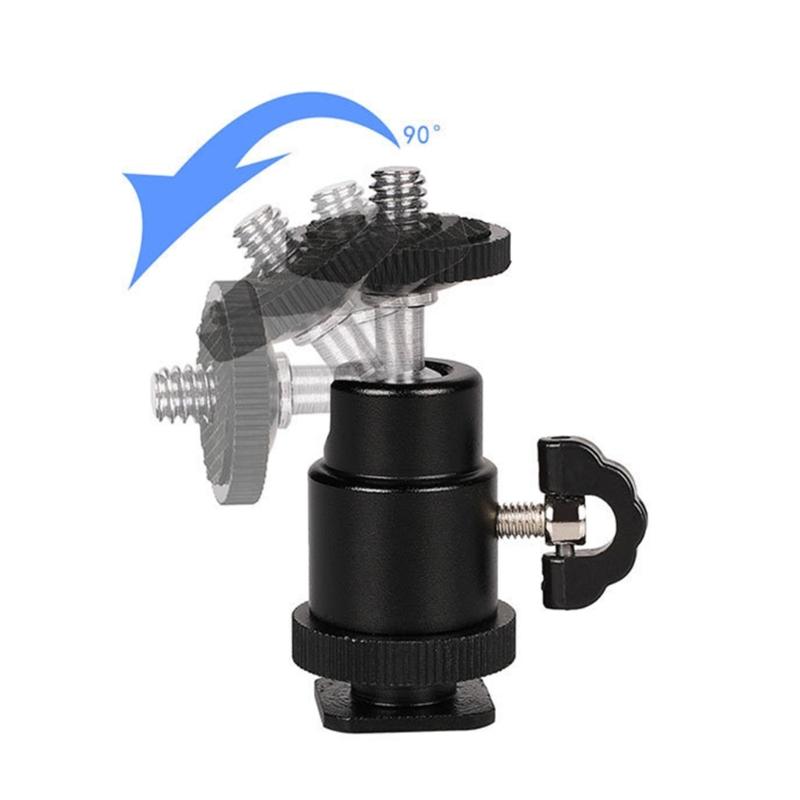 Metal Ball Head Hot Shoe Mount Adapter with 360 Degree Rotation for Standard 1/4 Inch DSLR Cameras LED Photography Lights