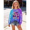KPop Demon Hunters Autumn Winter Girl Fashion Casual Round Collar Printed Everyday Long Sleeved Comfortable Loose T-shirt