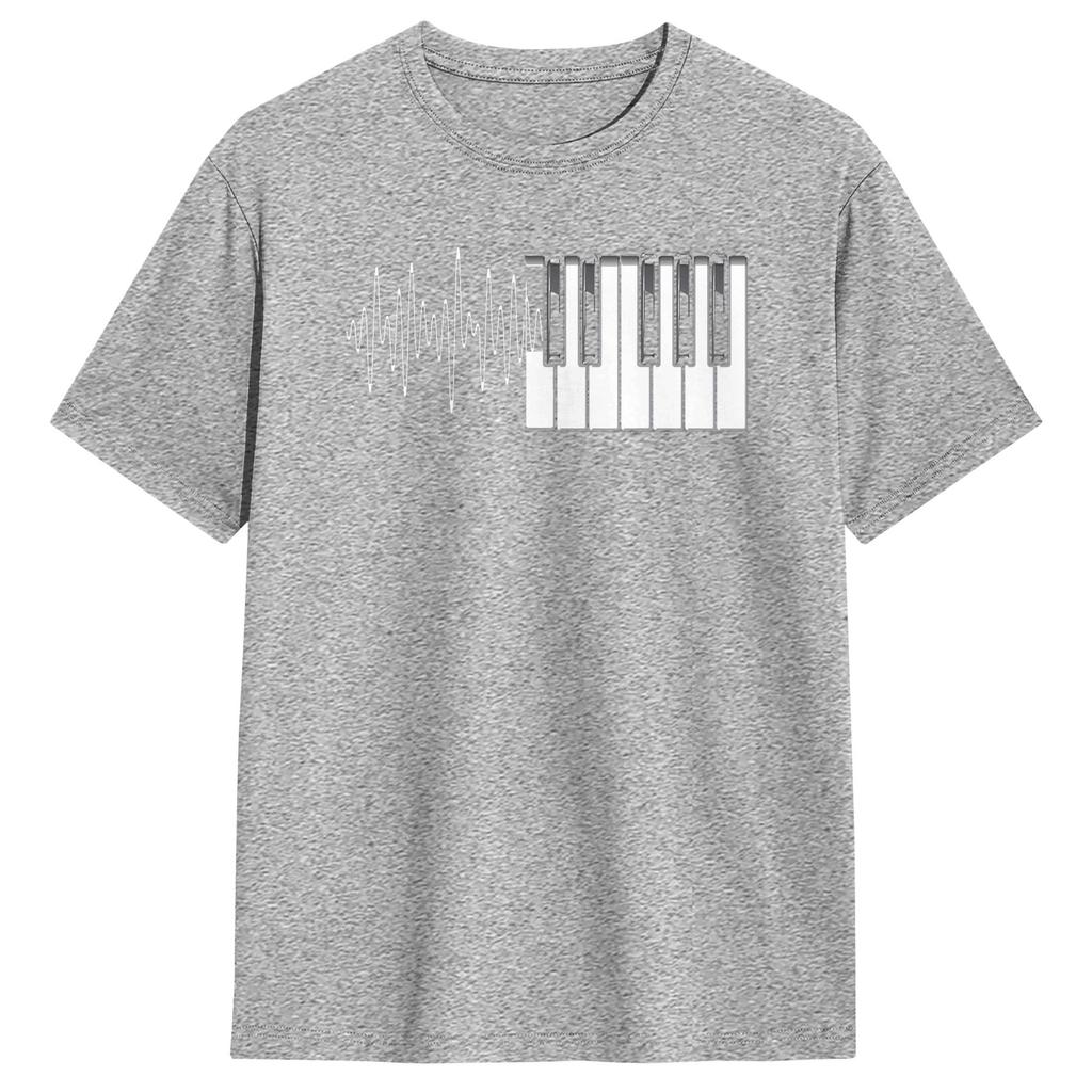 Harajuku TShirt Piano Klavier Heartbeat EKG Pianist Flgel Cotton TShirts Novelty Tshirt for Unisex Beach Aesthetic Design Tees