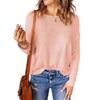 TIFICY Women's Fashion Casual Fall Winter Solid Color Print Long Sleeve O-Neck Sweaters