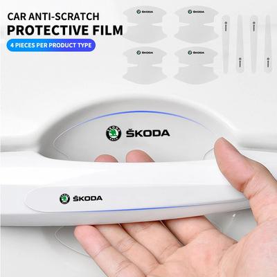 2026 Heiß 8 Stück Transparenter Schutzaufkleber für Türgriff Kratzfest Für Skoda OCTAVIA RS FABIA KAMIQ KAROQ KODIAQ RAPID S
