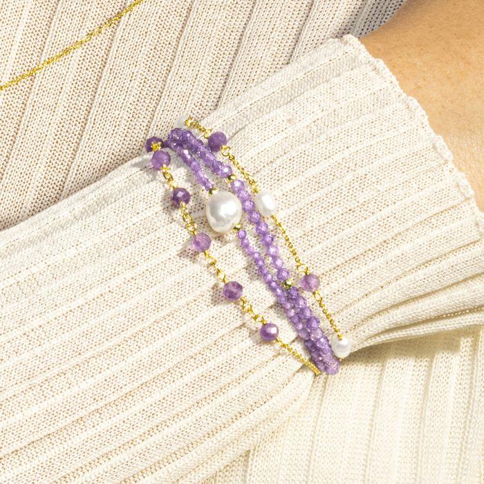 Armband - Luxenter - Athat - 18K Gelbgold-Finish - Amethyst-Zirkonia - 16 cm