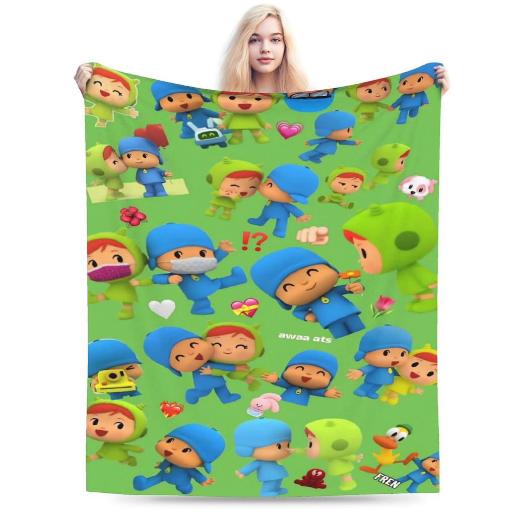 P-POCOYO Warme Weiche Decke Mädchen Jungen Plüsch Überwurfdecke Druck Wohnzimmer Flanell Tagesdecke Sofa Bettbezug