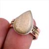 Pierre Précieuse Corail Fossile Naturel Bicolore Argent Sterling 925 Bijou Bague T.7 S2Q49