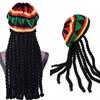 Unisex Knit Braid Hat Jamaican Bob Rasta Beanie Cap Hip Hop Cap Men Dreadlocks Wig Bob Marley Caribbean Fancy Dress Up Headwear
