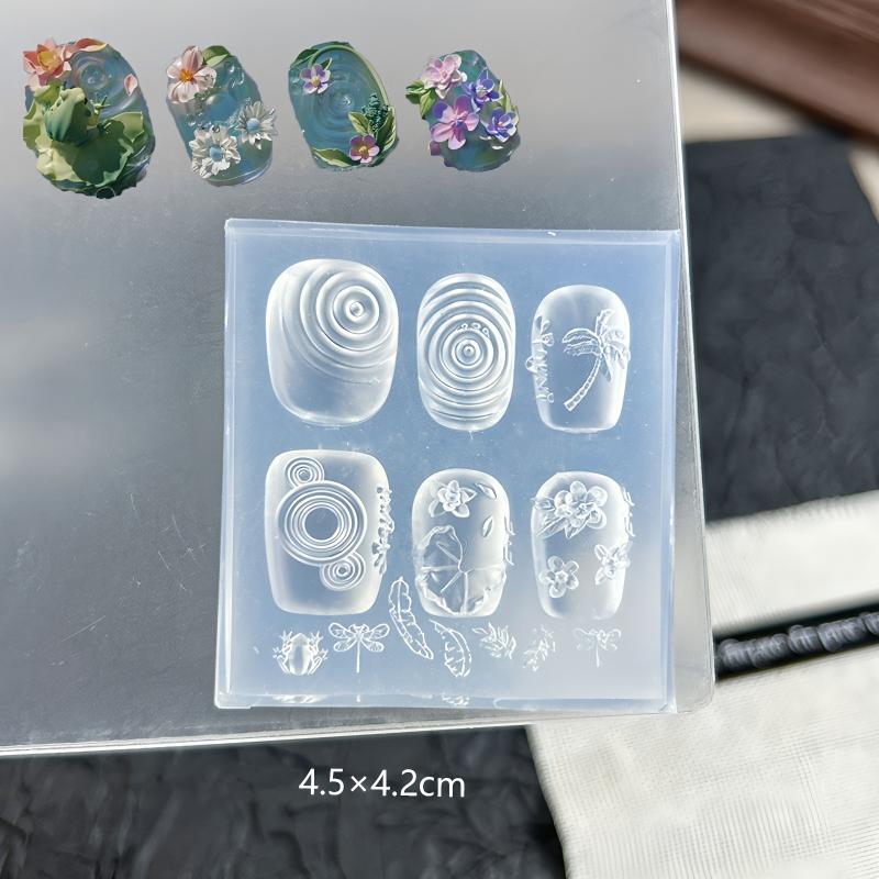 Flower Peacock 3D Silicone Nail Mold Chinese Style Relief Transparent Template Manicure Design Tools DIY Nail Art Decoration