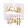 New Simple Earrings Creative Personality Fashion Inlaid Rhinestone Large Circle Earrings Set 9 Pairs of Earrings Women