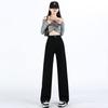 Comfortable Pear Shape Body Black Jeans Women Skinny Small People High Waist Straight Wide Leg Long Trousers Jeans for Women Long Denim Pants
