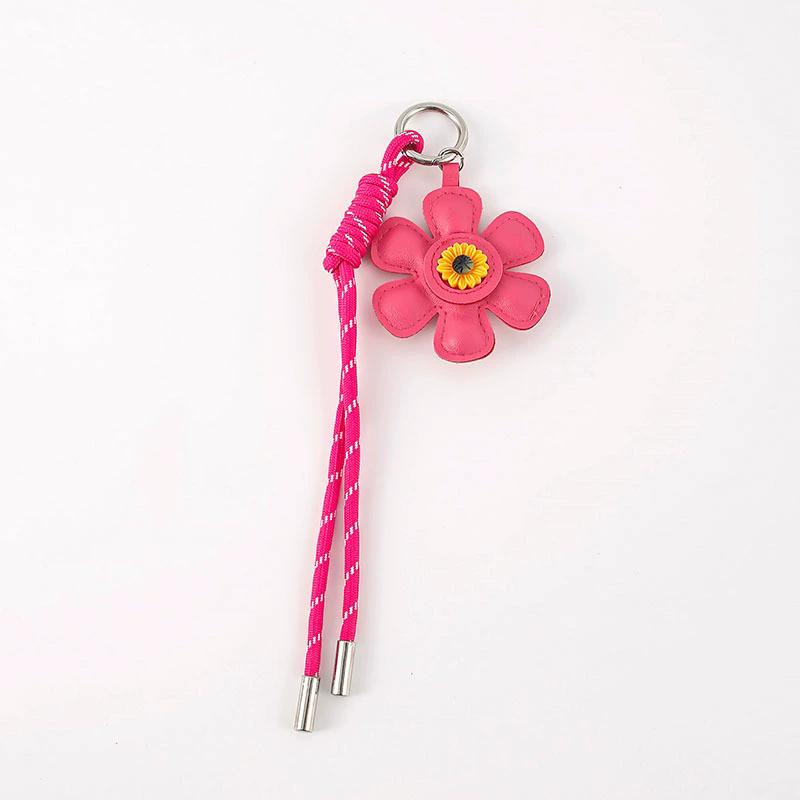 Yogodlns Creative Vintage Flower Heart Keychain Sunflower Decoration PU Pendant Woven Lanyards Bag Ornament Bags