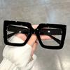 Large Square Frame Clear Lens Glasses Color Block Fashion Computer Spectacles For Women Men Trendy Eyewear