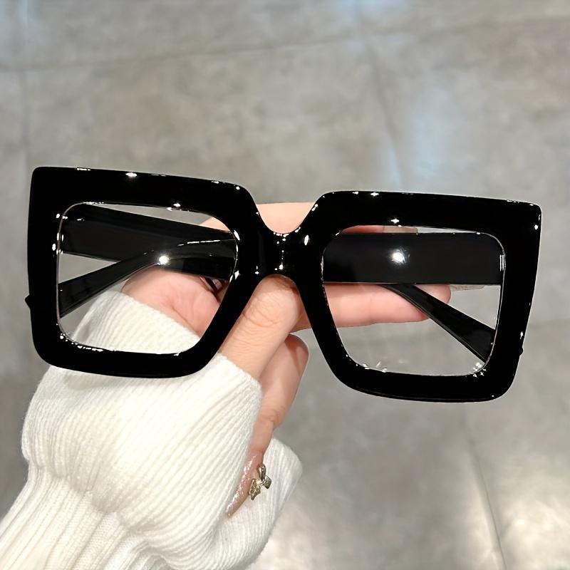 Large Square Frame Clear Lens Glasses Color Block Fashion Computer Spectacles For Women Men Trendy Eyewear