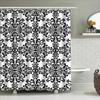 Vintage Damask Shower Curtain Black White Floral Design for Home Decor