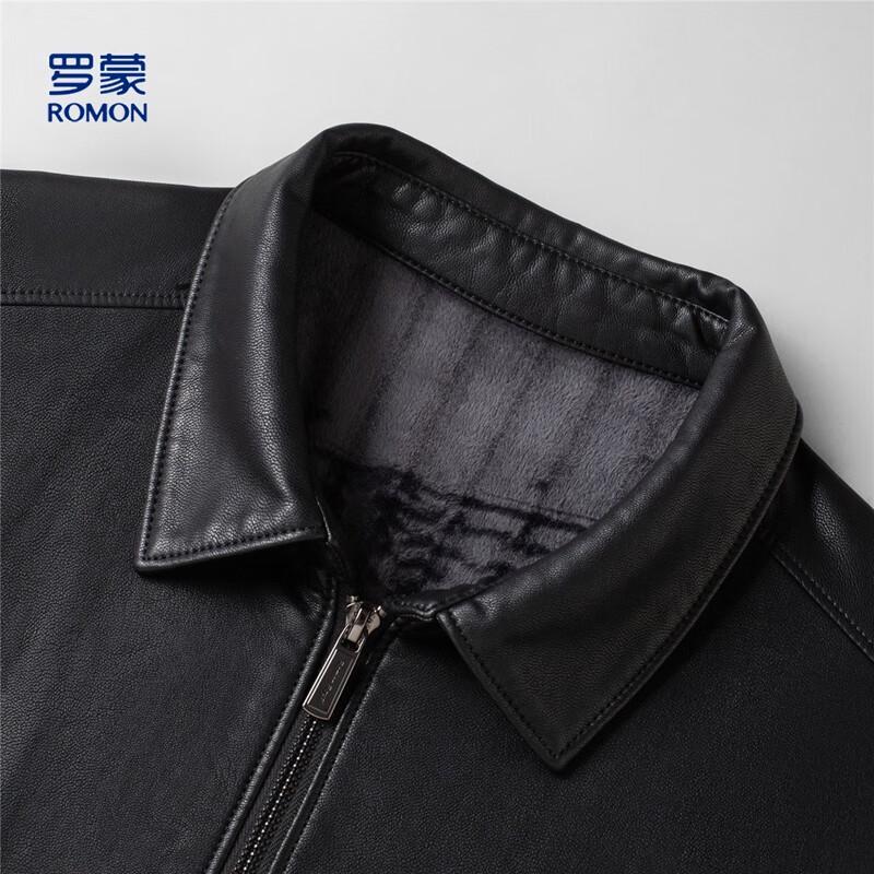ROMON Men's Fleece-Lined PU Leather Jacket
