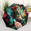 Dragon, Flowers Theme Automatic Open/Close Umbrella, Portable 3 Fold Compact Umbrella for Men & Women, Valentine's Day Mother's Day Gift0725012