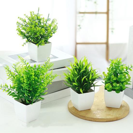 4 Pcs Mini Artificial Greenery Potted Plants Small Fake Plants with Pot for Home Office Indoor Table Shelf Farmhouse Bathroom Decor
