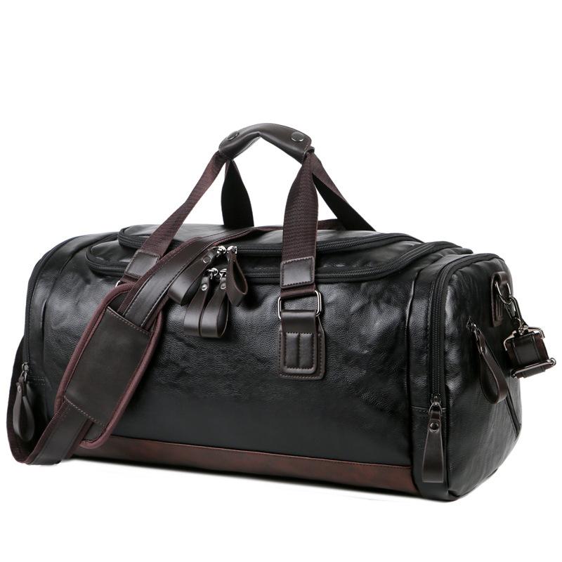 Small Travel Bag, Luggage with Contrasting Colors, Short Distance Travel Bag, PU Leather Waterproof Single Piece, Hand-held Crossbody