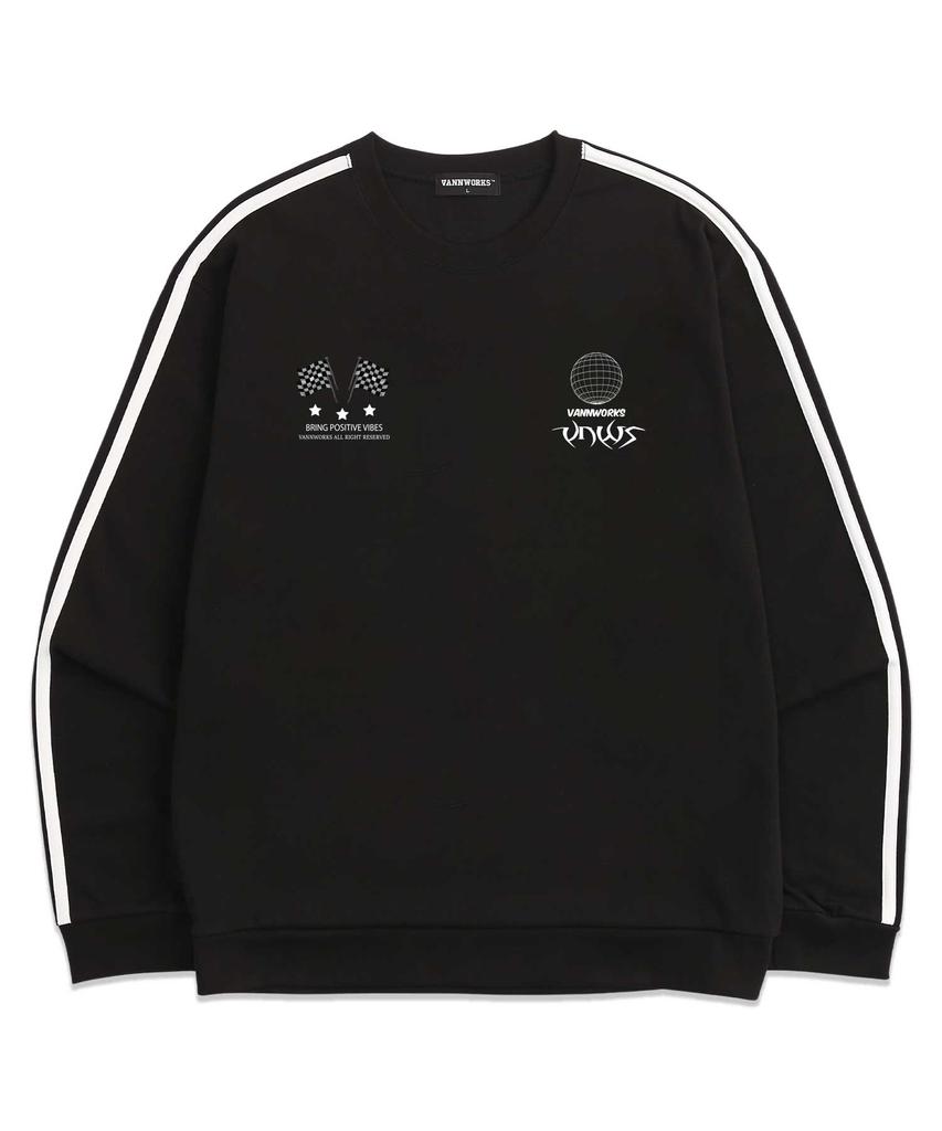 VANNWORKS Street Sleeve Tape Sweatshirt (Vls0097) Black