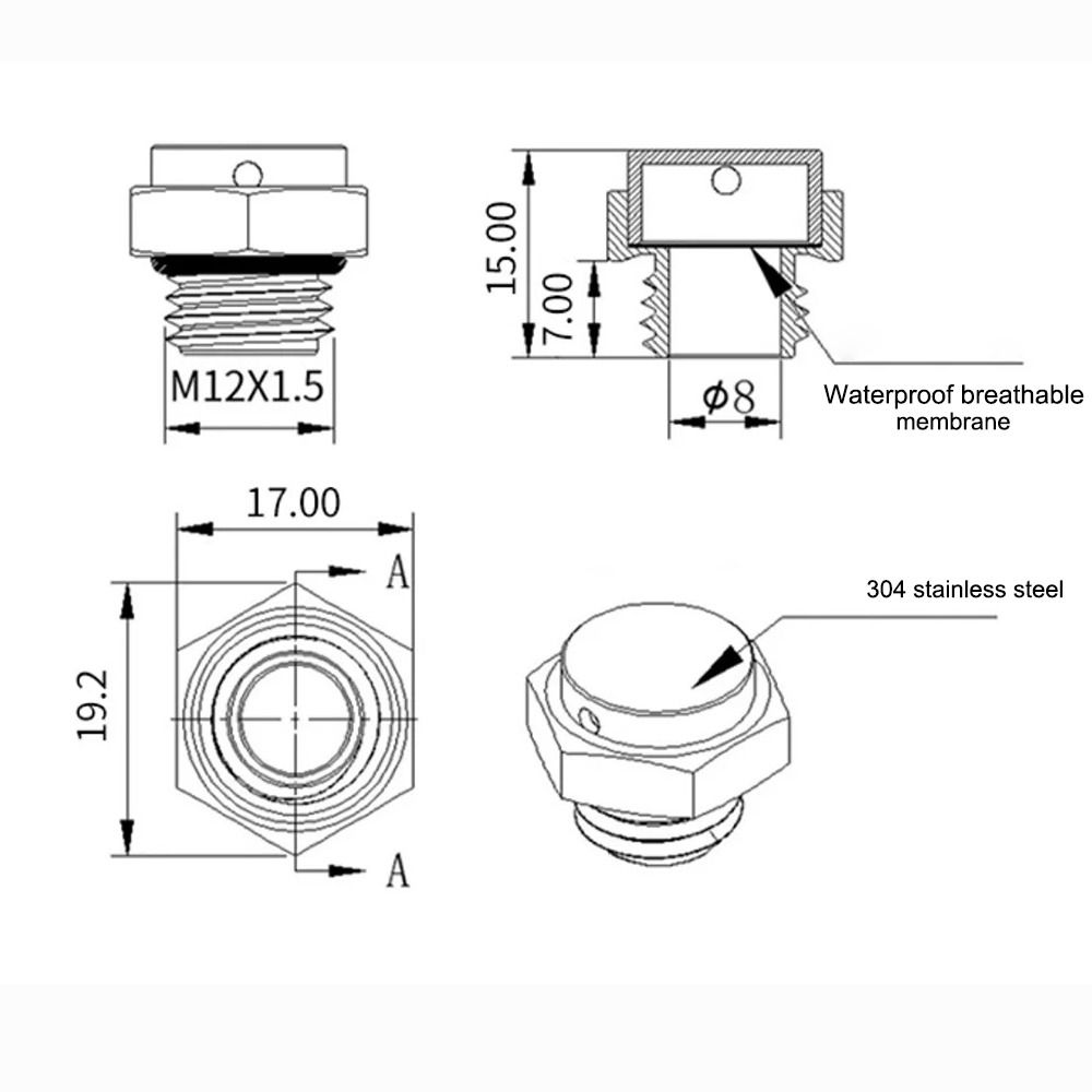 New 304 Stainless Steel Air Vent Valve Screw In Waterproof Breather Vent Valve M5 M6 M8 M10 M12 Metal Vent Plug