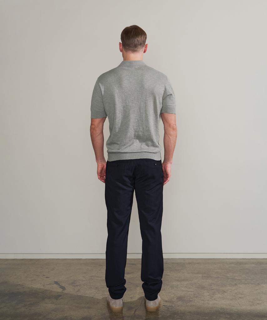 PANICALE Grey Johnny Collar Polo Knit