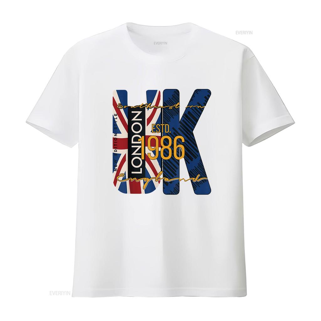 Great Britain UK London United Kingdom T Shirt Black X Large vintage Washed Slightly homme Top For Everyday Wear Unisex