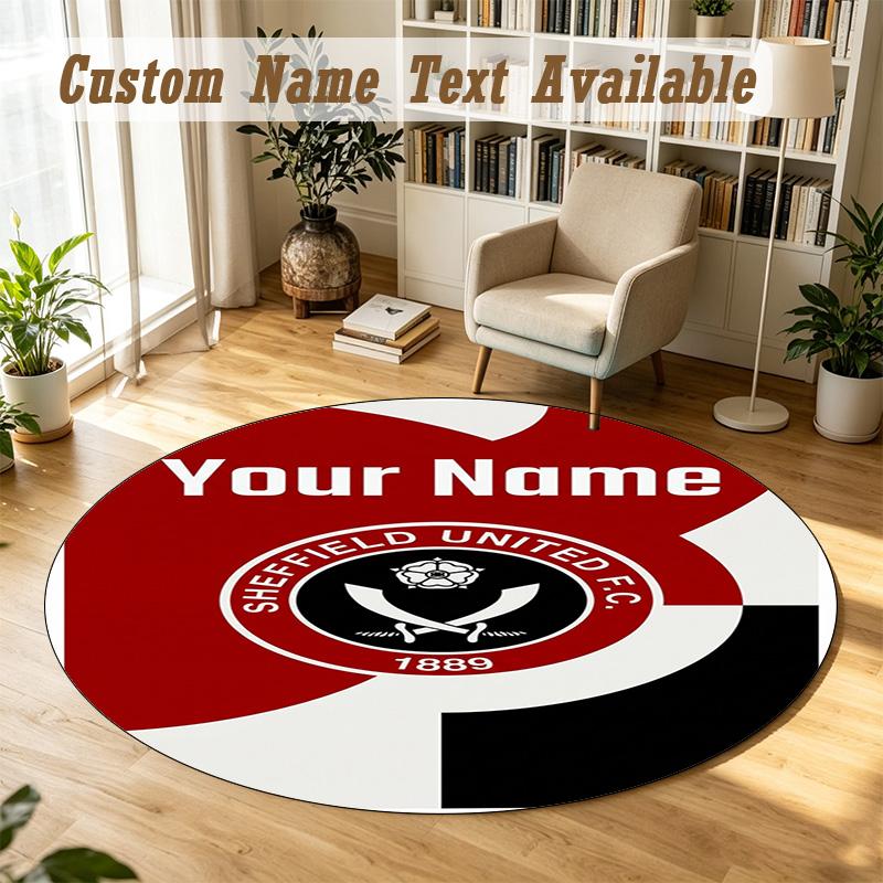 Covor Rotund Nume Personalizat Model Sheffield United FC Covor Antiderapant Decor Podea Casă