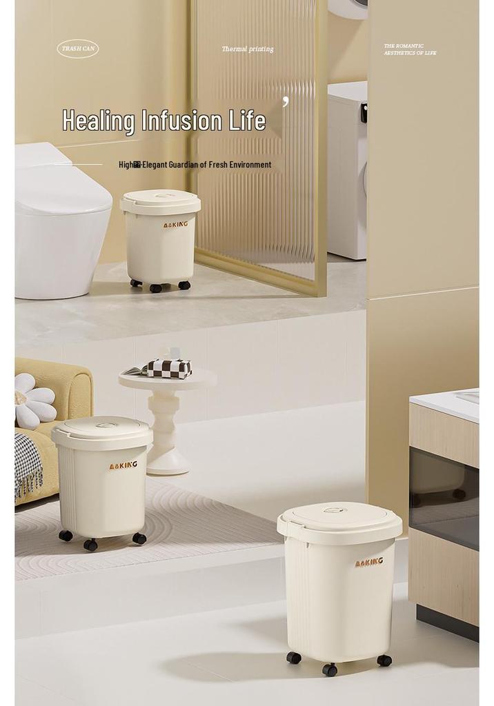 Premium Wheeled Square Trash Can with Lid - Large Capacity for Home Use In Living Room, Bedroom, Kitchen, and More