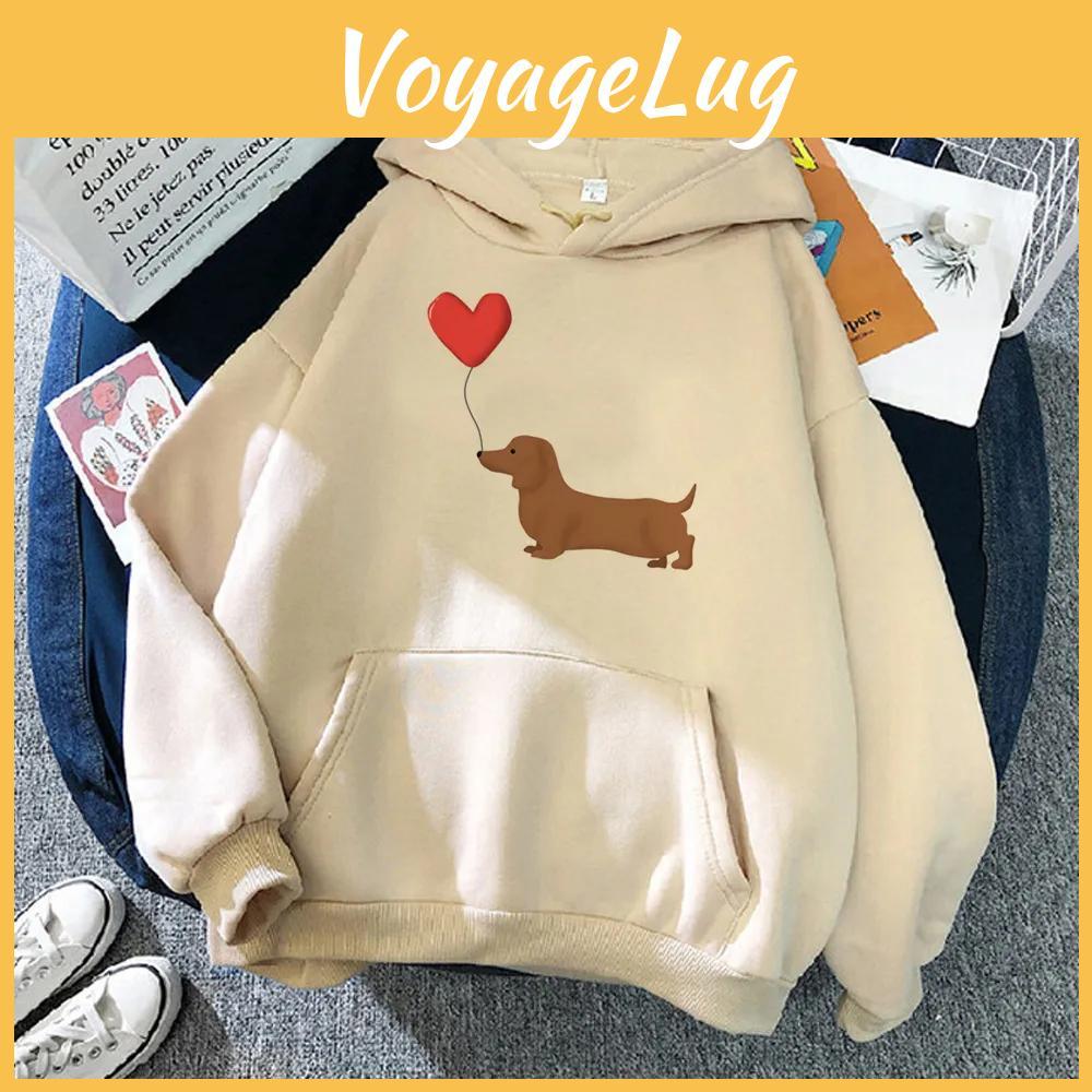 Funny Women Anime Hoodies Dachshund Korean Style 2023 Hooded Shirt Clothing Women Gothic Sweatshirts