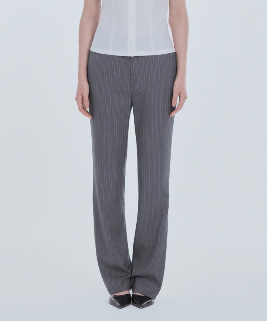 Mausolleum Emma Tailored Semi Bootcut Slacks - Gray Stripe