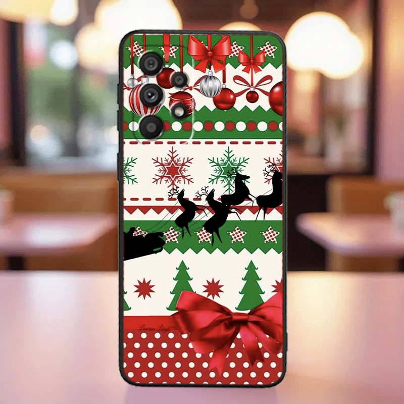 Christmas Gift Box Design Phone Case For Samsung A41 A35 A34 A33 A32 A25 A24 A23 A21s A06 A05 A04 A03 Note 10 20 Ultra 5G Black