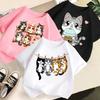 Kinder T-Shirt Katze Aufdruck Kinder 100% Baumwolle Kleidung Oberteile 2-13J Locker geschnitten Lässig Rundhalsausschnitt Kurzarm T-Shirt