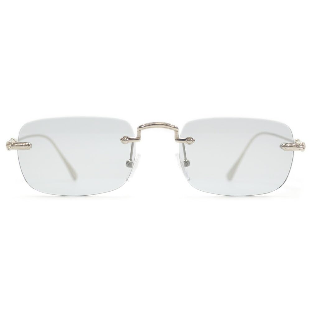 Fashion UV Light Colored Lenses [MERRY PLEASURE] Sunglasses, Glasses, Men's & Women's, Protection, Rimless, Square, (Silver, Gold, Brown, Gray, Smoke)