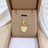 Rabbit Ear Love Shell Light Luxury Temperament Gorgeous Full Diamond Necklace Women'S Versatile Collarbone Chain Titanium Steel Chain