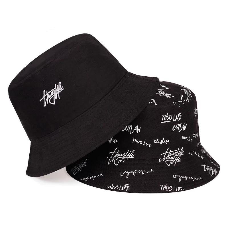 Fisherman Cap Double-sided Wear Bucket Hats Fishing Hat Panama Hat Classic Full Print Letter Summer Double-sided Wear